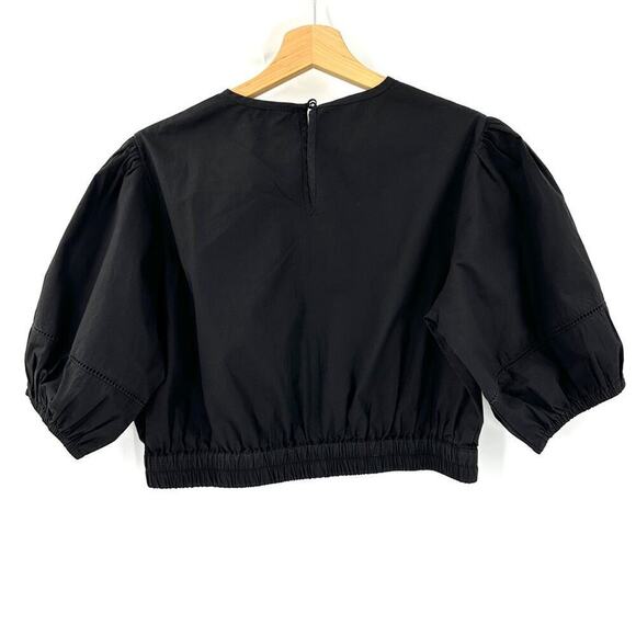 NEW Amour Vert Lisa Organic Cotton Poplin Top Sz S Black - Picture 3 of 6